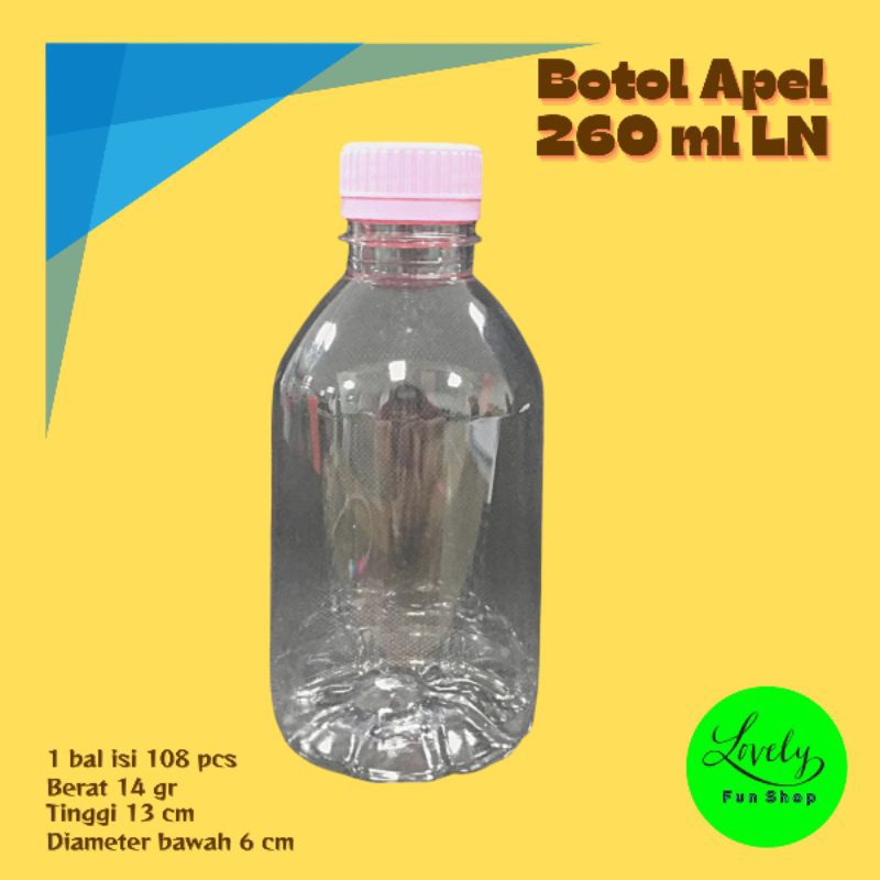 [1 bal] Botol Apel 260 ml LN isi 108 pcs + tutup segel Kemasan Minuman Plastik PET