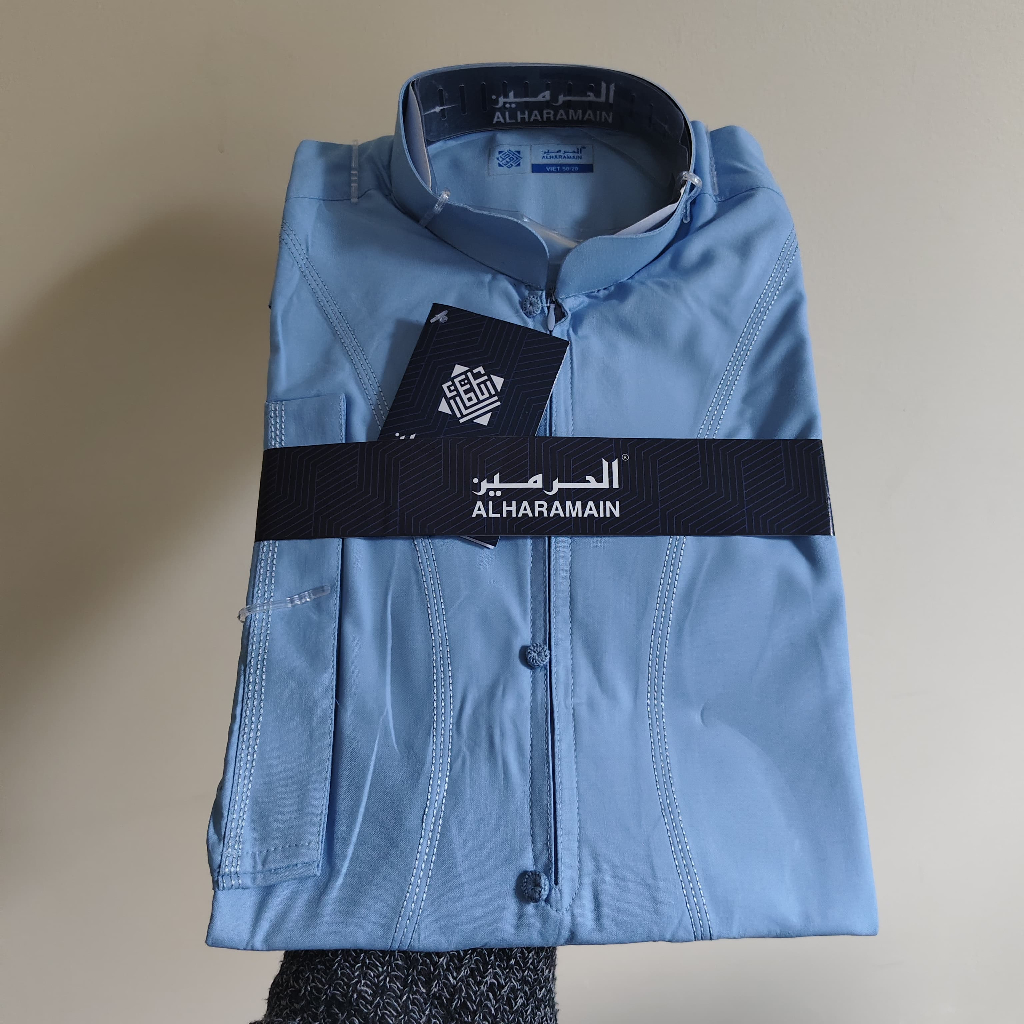 AL Haramain Jubah / Gamis Pria Dewasa Premium Resleting (IGH 001) | Navy | Biru Muda | Coklat Tua | Hijau Botol-Biru Muda