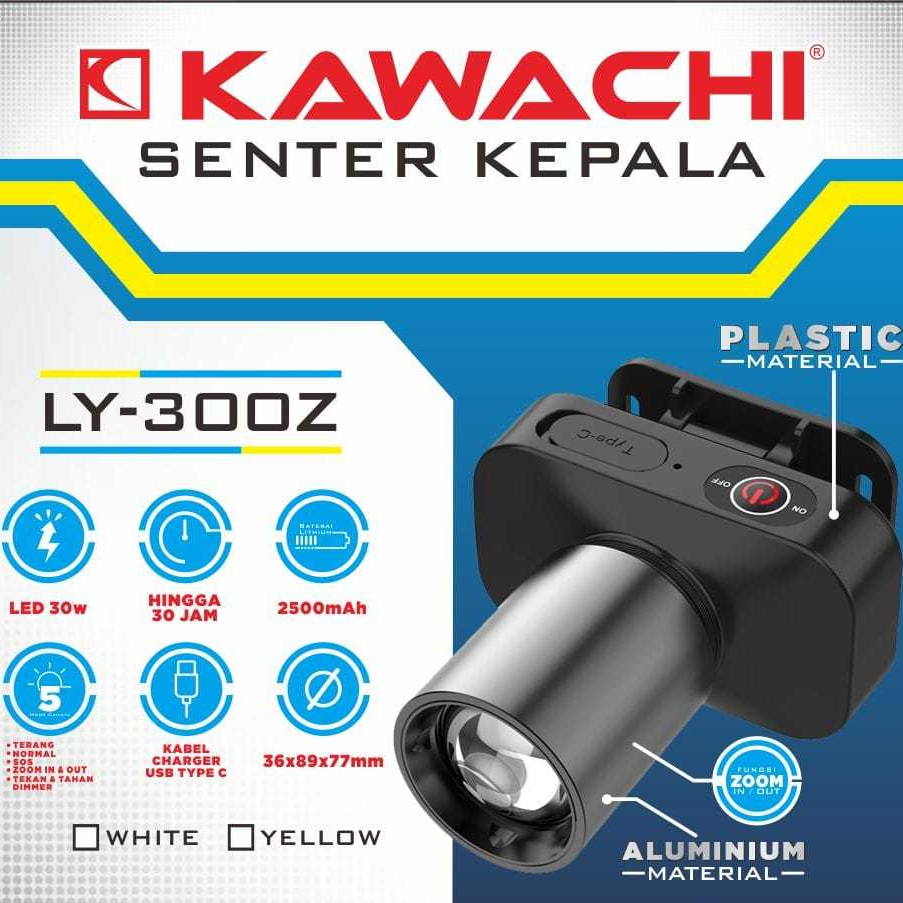 COD Senter Kepala led Zoom Kawachi LY-300Z Senter Kepala Cahaya Super Terang 30 Watt