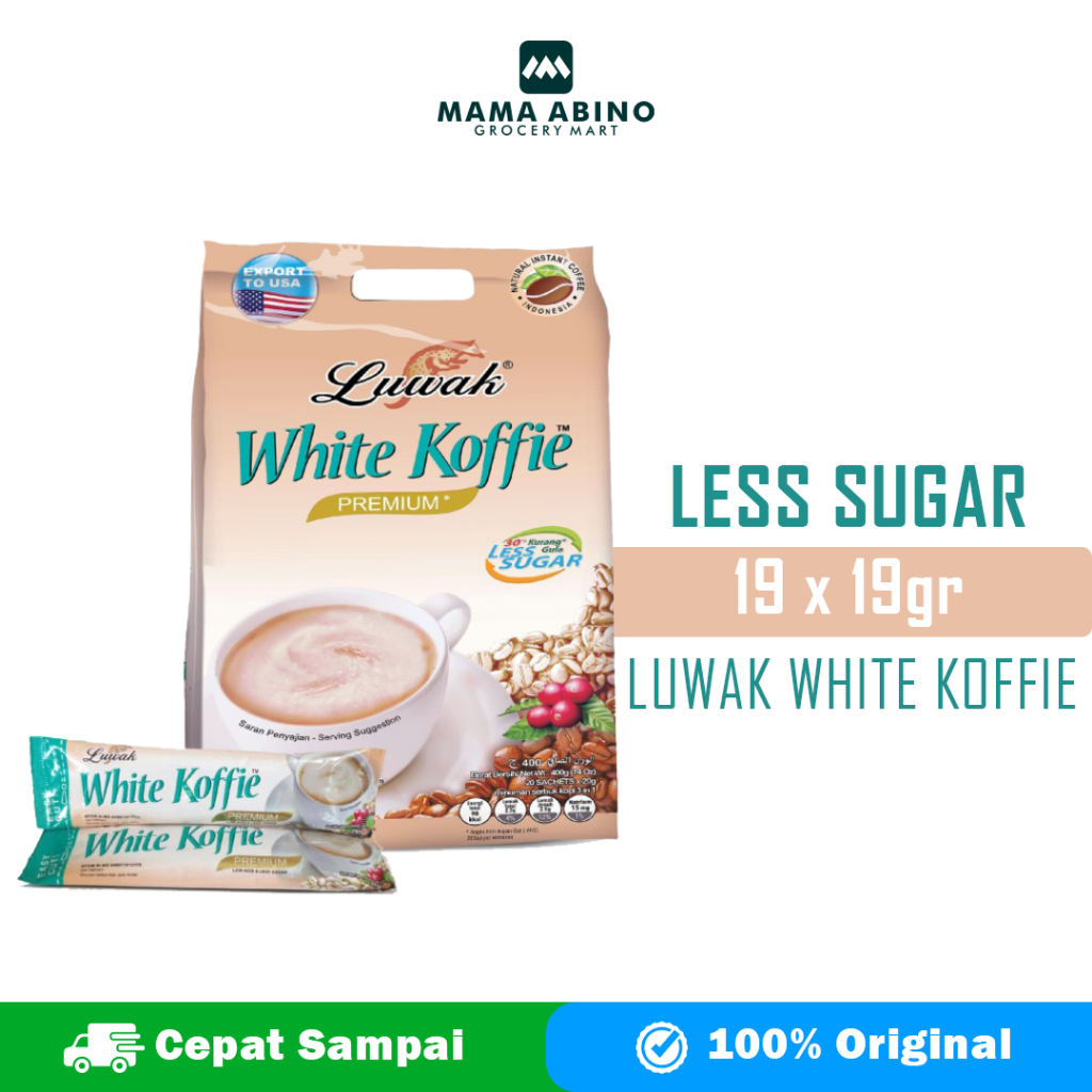 

Kopi Luwak White Koffie Less Sugar 19x19gr White Coffee Premium