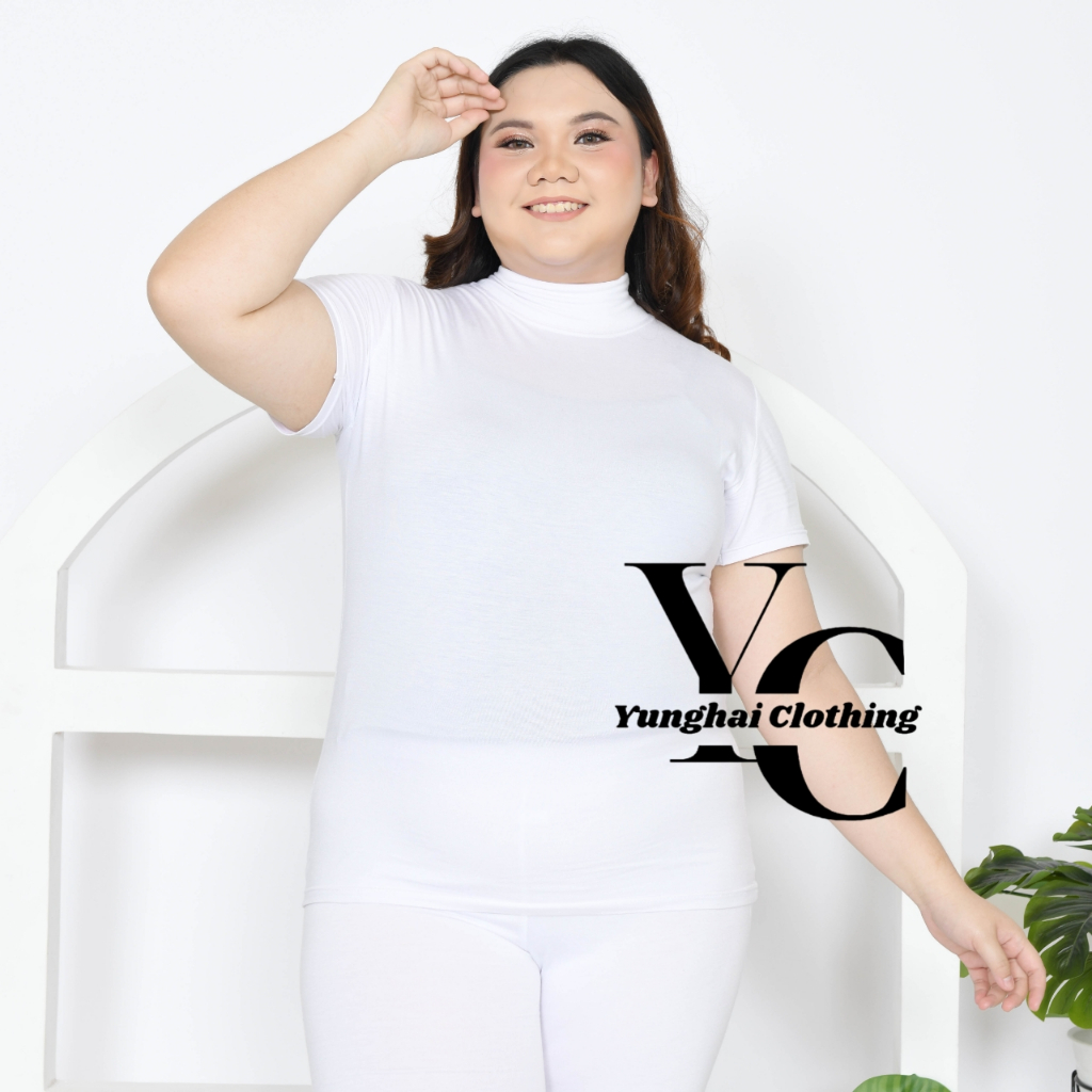 Manset Inner Turtleneck Wanita Lengan Pendek Jumbo Premium Bahan Spandek Rayon