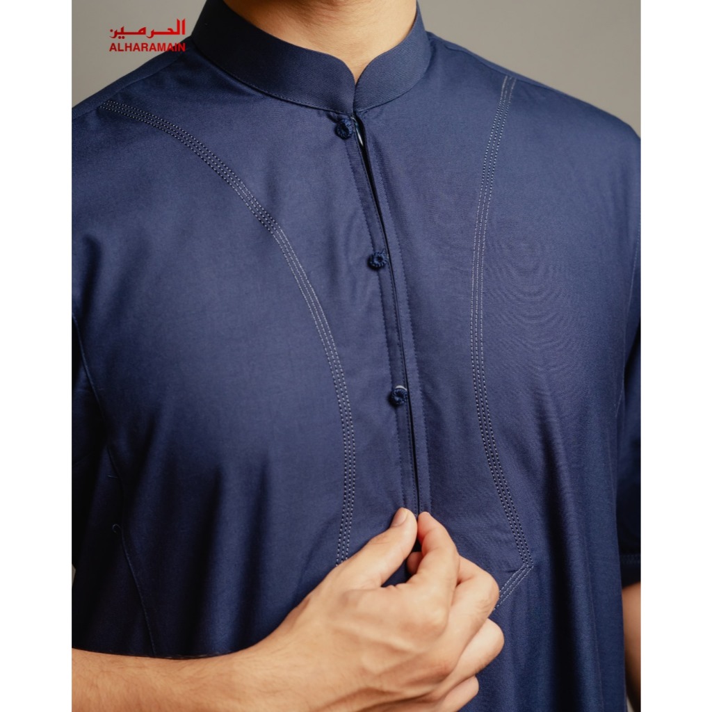 AL Haramain Jubah / Gamis Pria Dewasa Premium Resleting (IGH 001) | Navy | Biru Muda | Coklat Tua | Hijau Botol-2