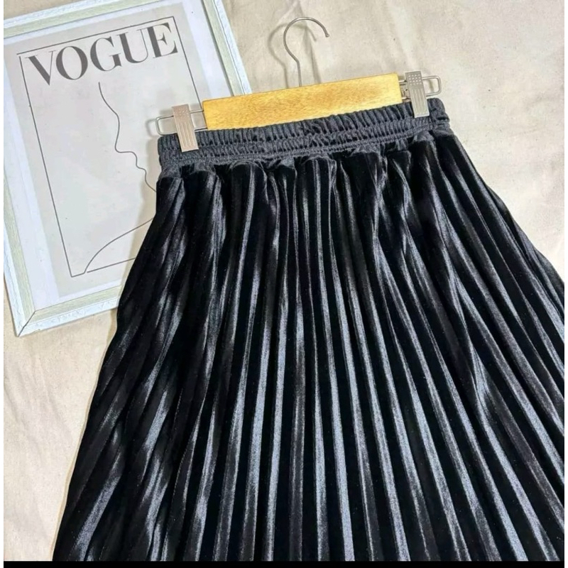 Rok Plisket Velvet Korean style/Rok bludru 7/8 velvet /Rok plisket velvet impot