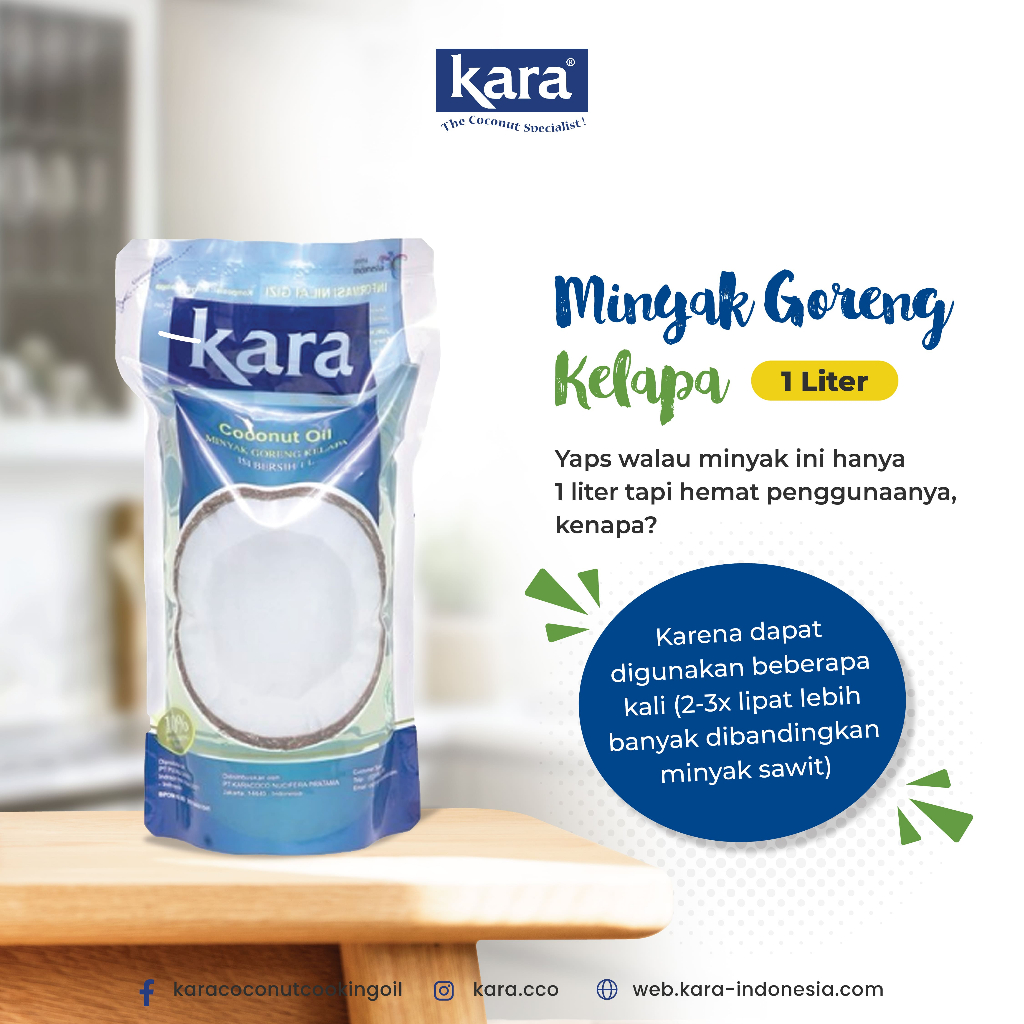 

Minyak Kelapa KARA Coconut Oil 1Ltr / Minyak Goreng Kelapa 1 Liter / Coconut Cooking Oil KARA 1 L