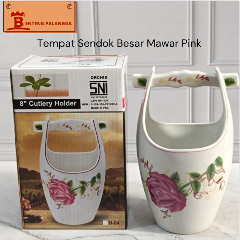 Tempat Sendok Keramik Besar Orchid Mawar Biru Mawar Pink Mawar Ungu Mawar Hijau /Tempat Sendok Besar