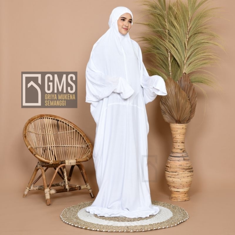 Mukena Terusan Polos JUMBO Original Bonus Tas Bahan Rayon Bisa COD Mukena Langsungan Mukena Lajuran 