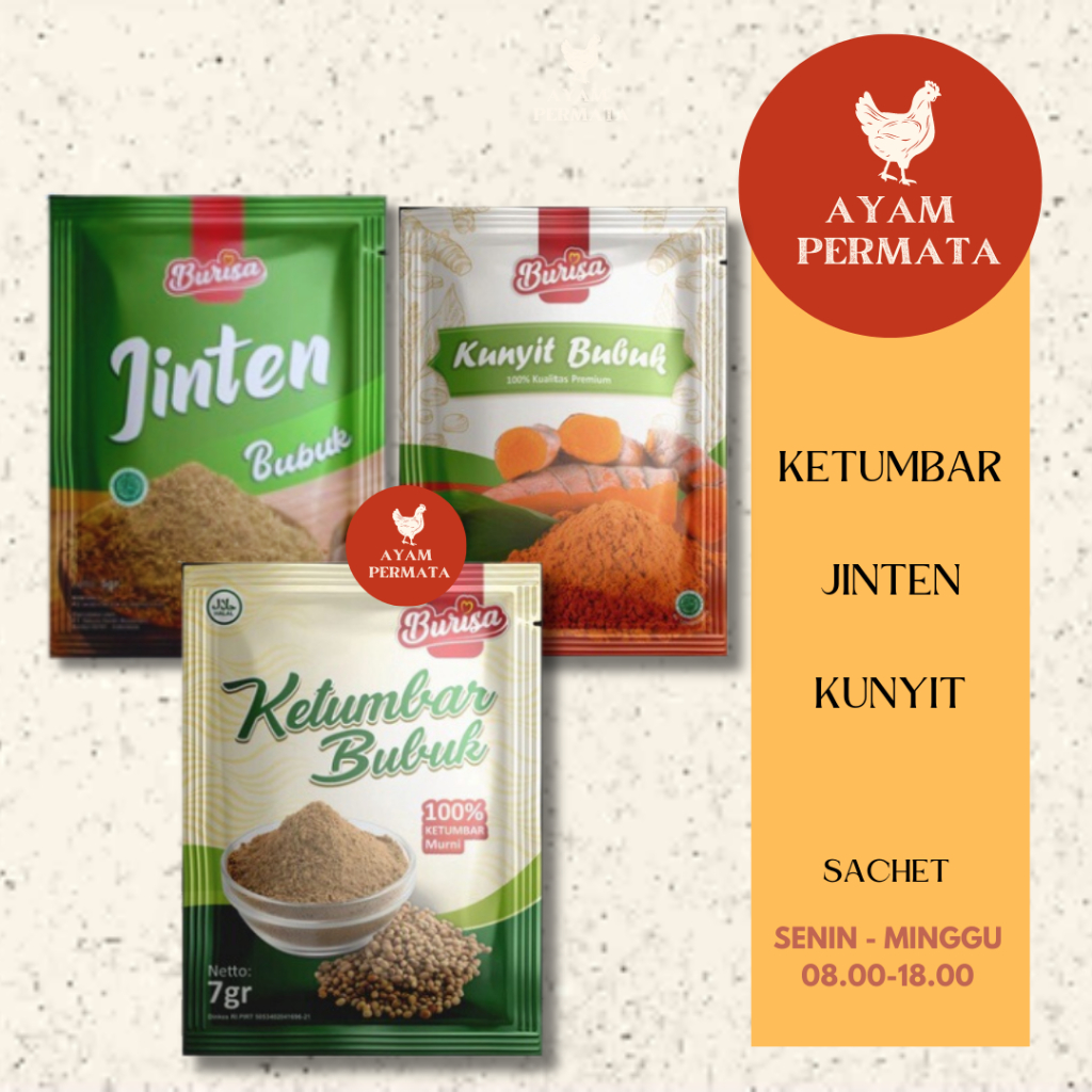 

Kunyit Ketumbar Jinten Bubuk Powder Turmeric Coriander Seed Cumin / Corriander Seeds - Ayam Permata