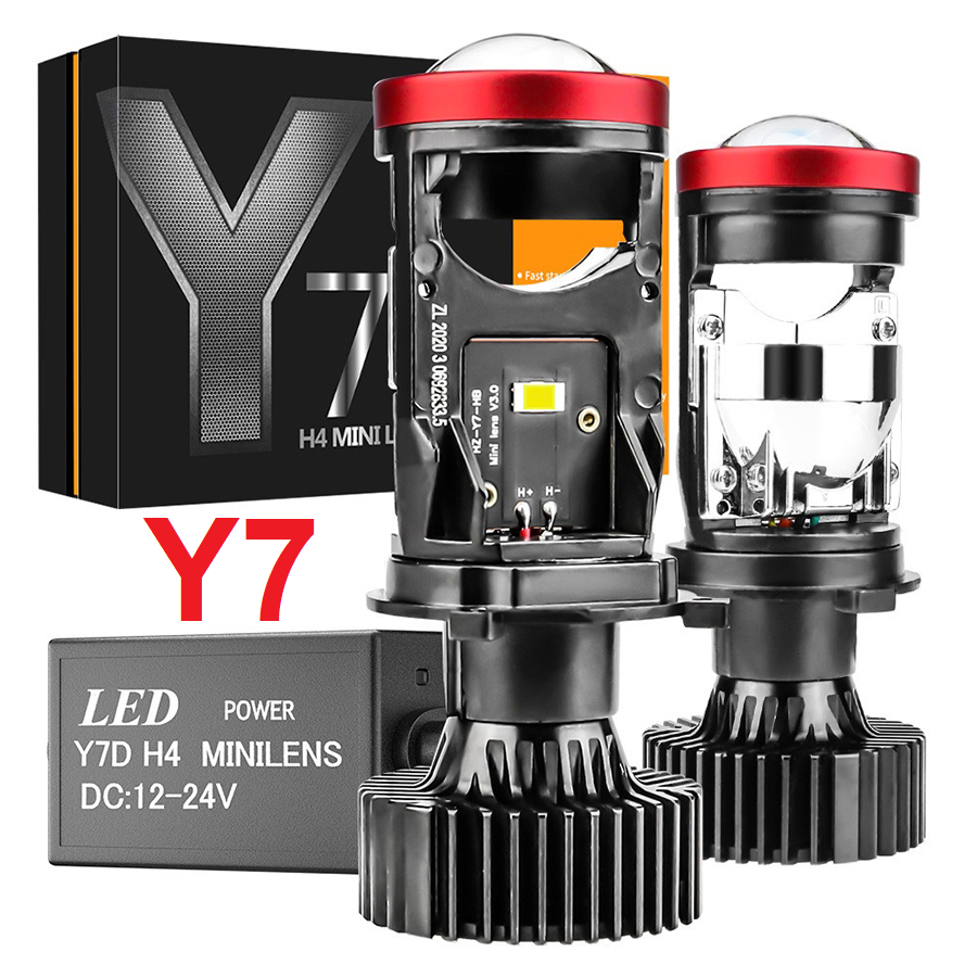Neo Mini Projie Y7D Lampu LED Super Terang Y11 H4 50/80/120/150watt Headlamp Lensa Proyektor Y7