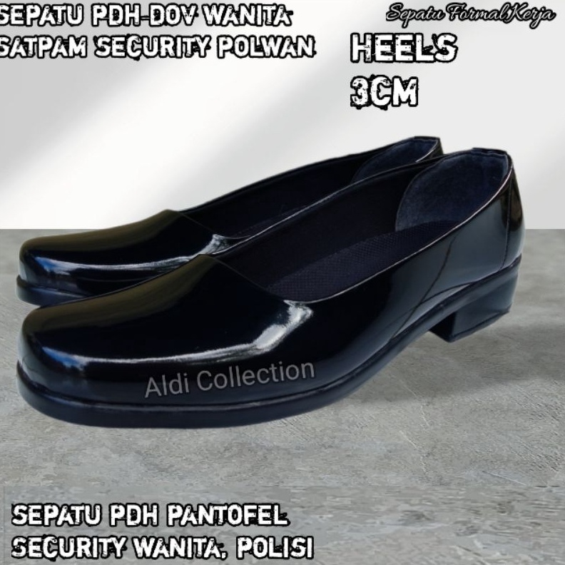 KODE C35X SEPATU PDH POLWAN HALFBOOT WANITA KILAP KULIT SINTETIS SEPATU PDH POLWAN