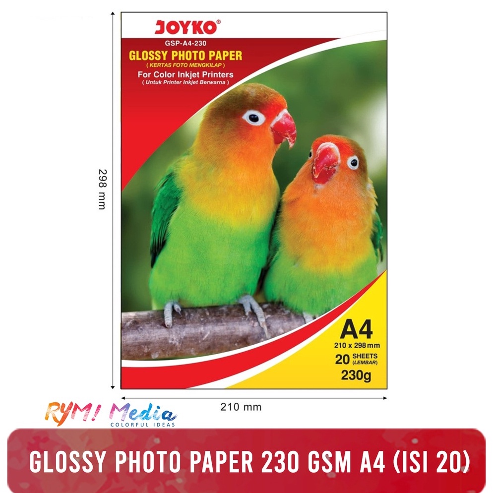 Telah Hadir Kertas Foto Glossy 23 gsm A4 isi 2  Photo Paper Tebal SINGLE SIDE 23 gram  Merk JOYKO GS