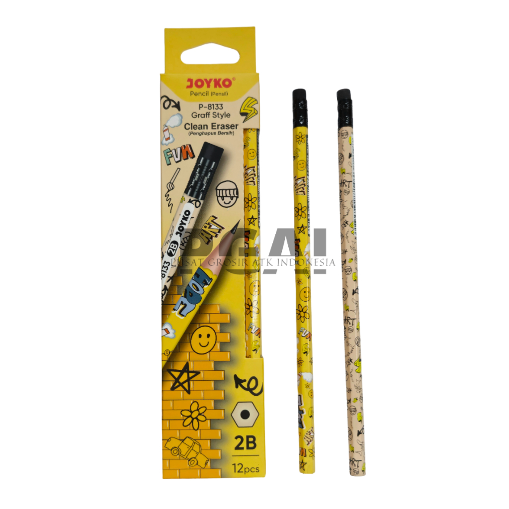 

PENSIL PENCIL 2B JOYKO P-8133 FOR COMPUTER CLEAN ERASER 1 PACK ISI 12 PCS ALAT TULIS STATIONERY