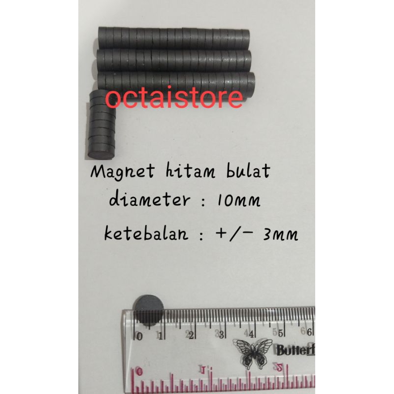 Magnet bulat hitam 10x3 ,12x3, 15x3 mainan magnet kulkas(12pcs)