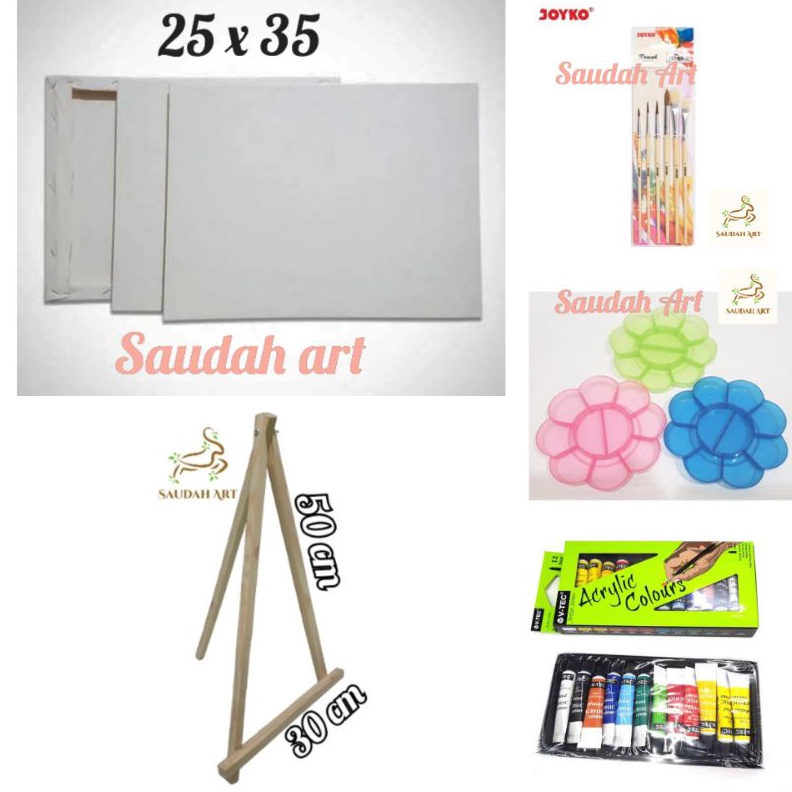 

MANTAP Paket Lukis Lengkap kanvas 25x35kuaspaletcat akrilikeasel 3x5