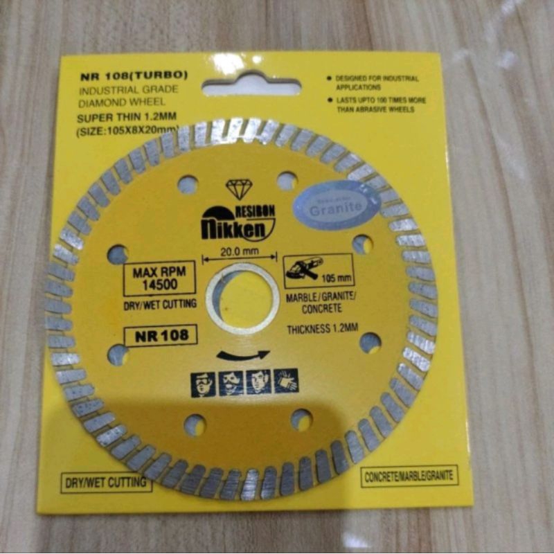 Diamond wheel niken resibon turbo pisau potong granit nikken resibon turbo