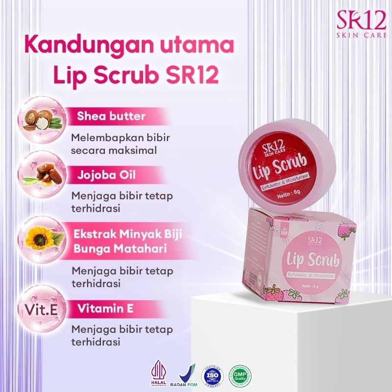 SHVA. Lip Scrub SR12 Mengatasi Bibir Hitam Pria Dan Wanita Mengatasi Bibir Pecah Pecah Dan Kering