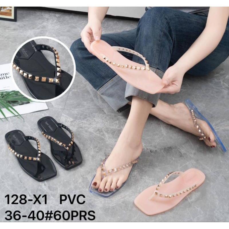 Sandal Jelly Jepit Kaca Wanita Import Valentine Duri 128