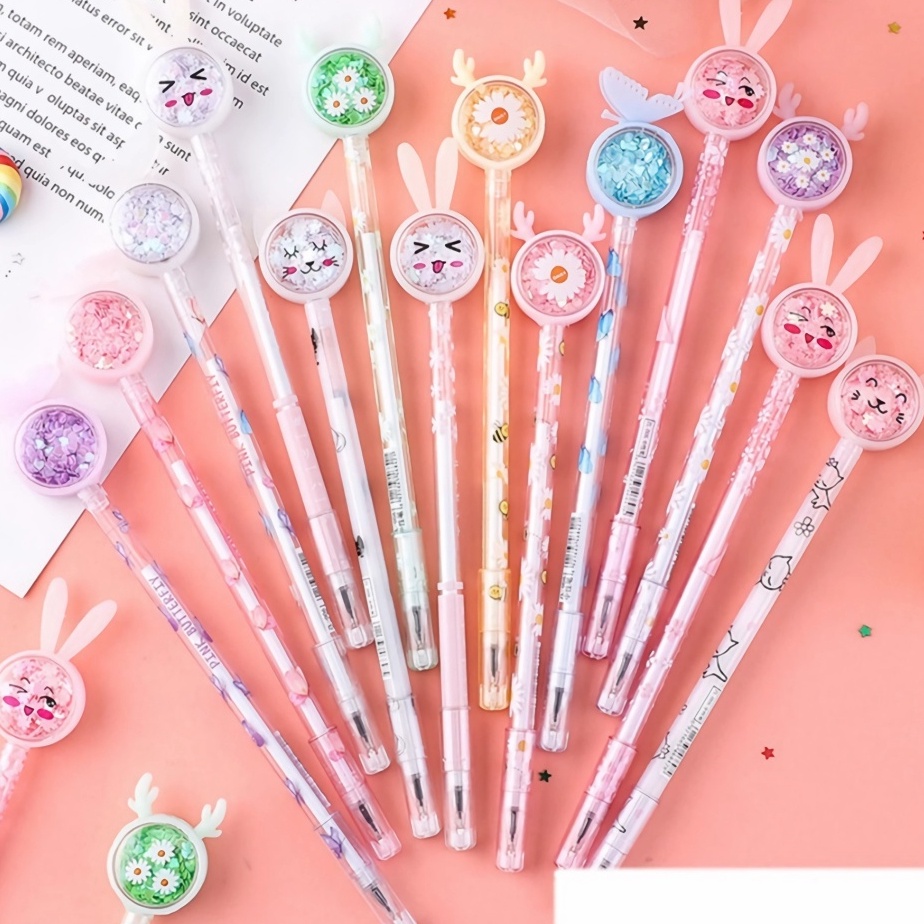 

SUPER APEN Pulpen Karakter Payet Gliter Bunny Lucu Pena Black Ink Gel Bolpen Pastel Alat Tulis Sekolah Kantor Barang Unik Murah Lucu Import