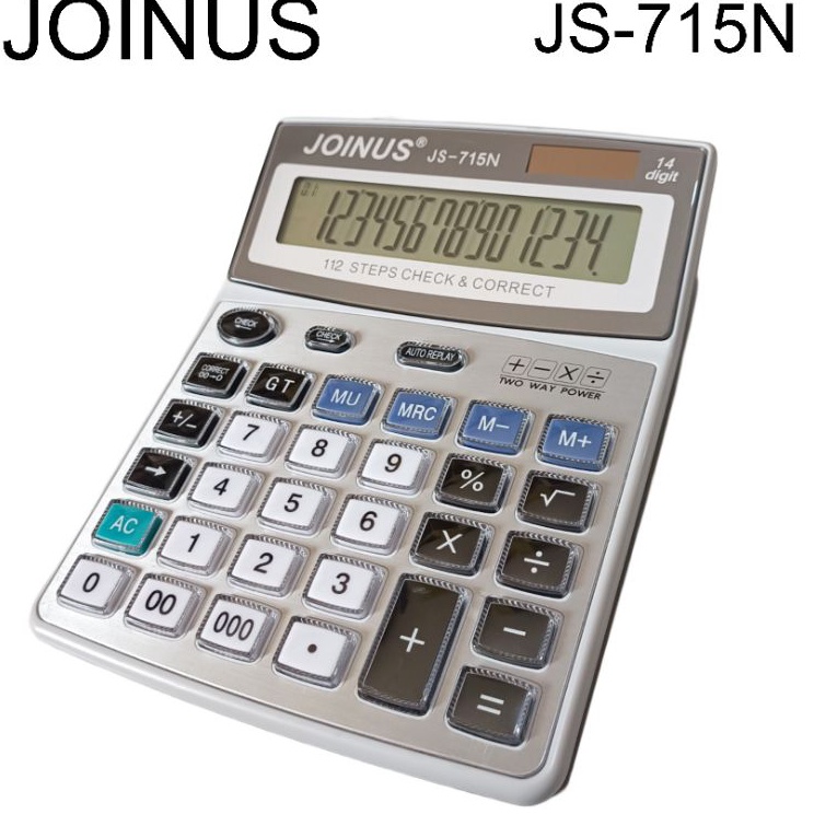 

Kalkulator JOINUS 715N 14 Digit Besar Tombol Crystal CHECK CORRECT DUAL POWER