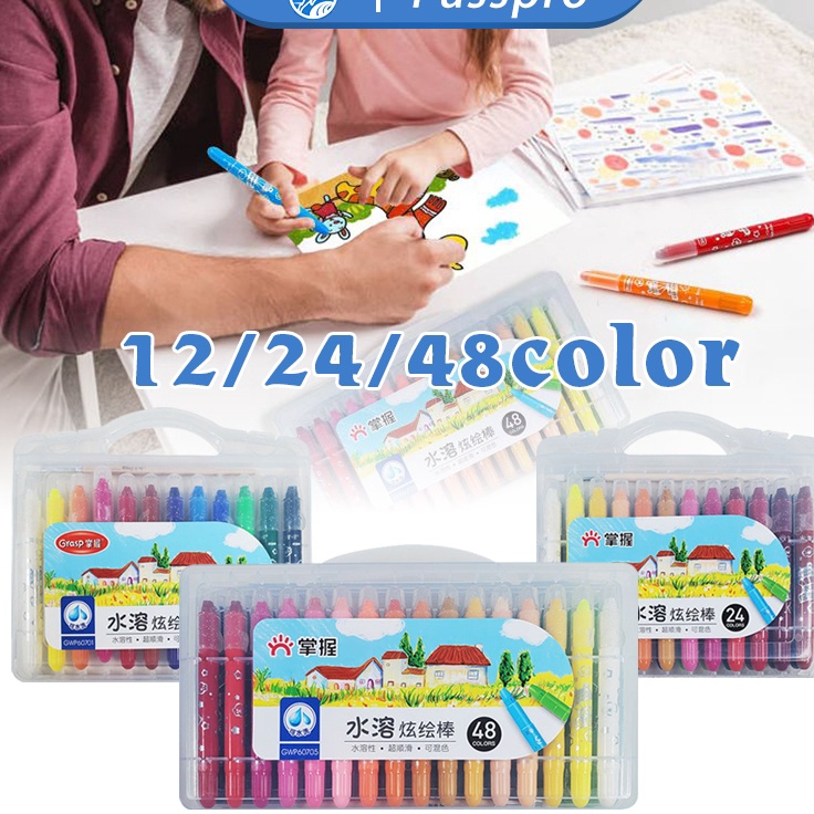 

Ready Crayon Graps 48 Warna Mata Sedang Water Soluble Crayon Krayon Lembut