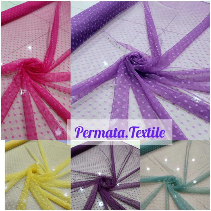 FSASH SALE Kain Tile polkadot  soft tule  tile dotti harga perstengah meter