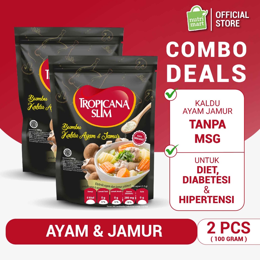 

Terlaris Twin Pack Tropicana Slim Bumbu Kaldu Ayam dan Jamur 1 gram lebih rendah garam dan tanpa MSG