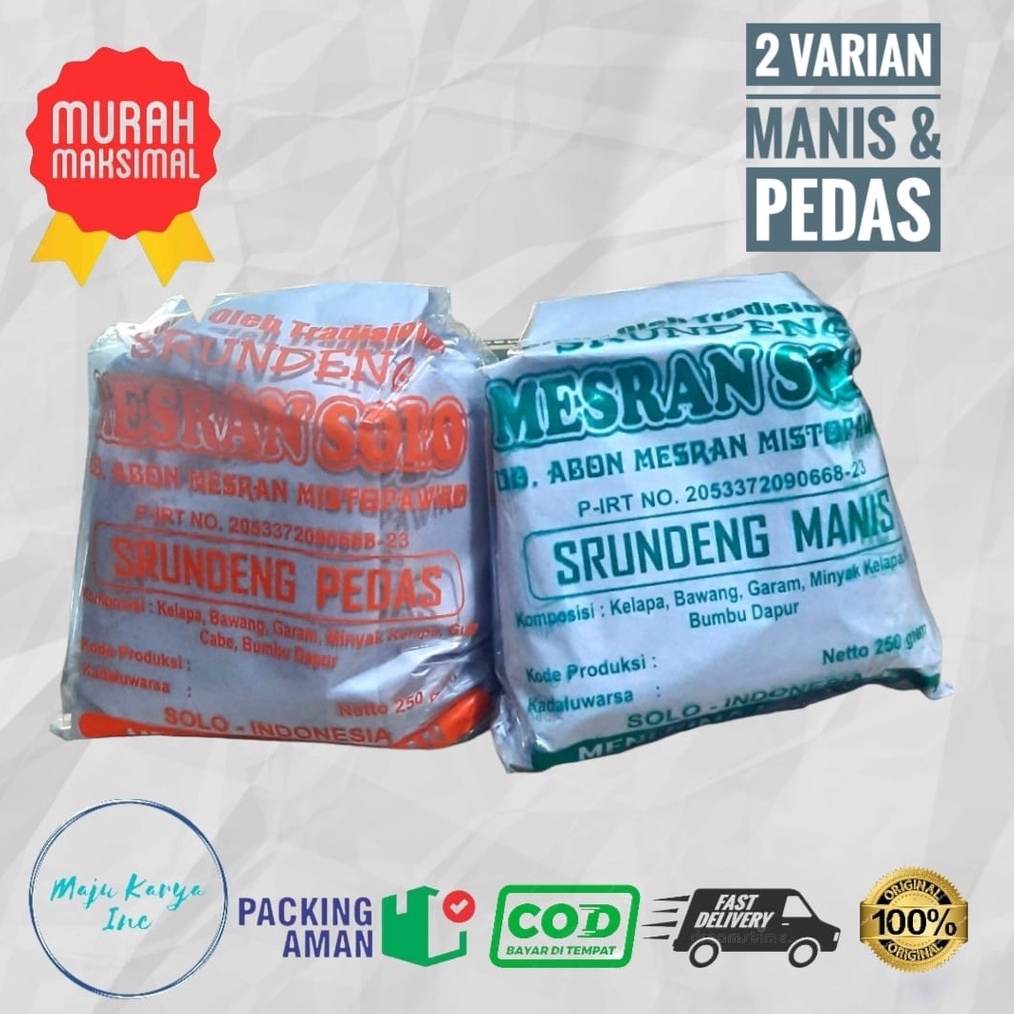 

Termurah Serundeng Mesran Solo Manis Pedas 25 gram