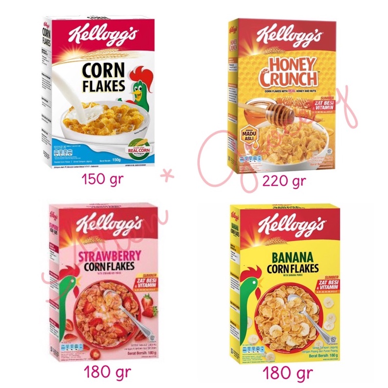 

Terlaris Kellog Kelloggs Kelloggs Cereal Corn Flakes CornFlakes Banana Strawbery Original Honey 15gr 18gr 22gr