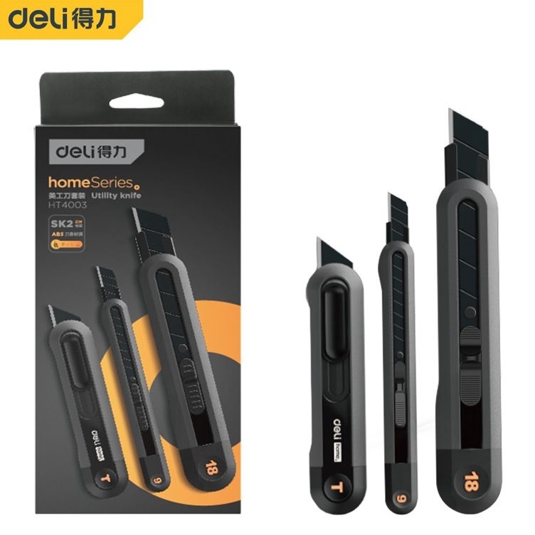 

Terkini Deli cutter black blade HOME EDITION 1 set 3pcs