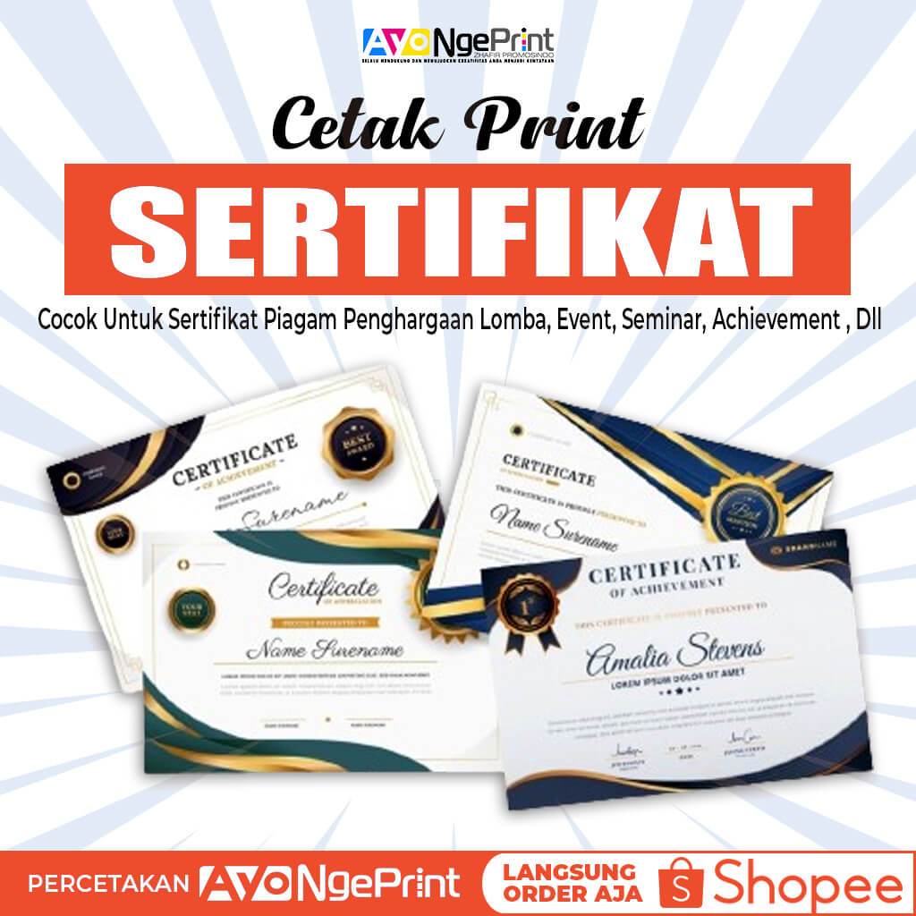 

Print Cetak Sertifikat Piagam A4 Kertas Linen, Concord, BW, Art Carton Full Color