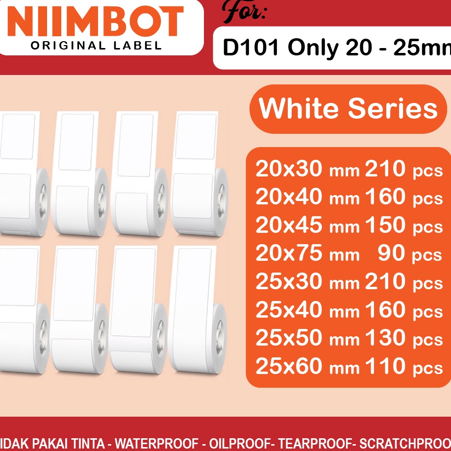 

White Thermal Label Sticker Niimbot D11 Only Refill Label Niimbot White