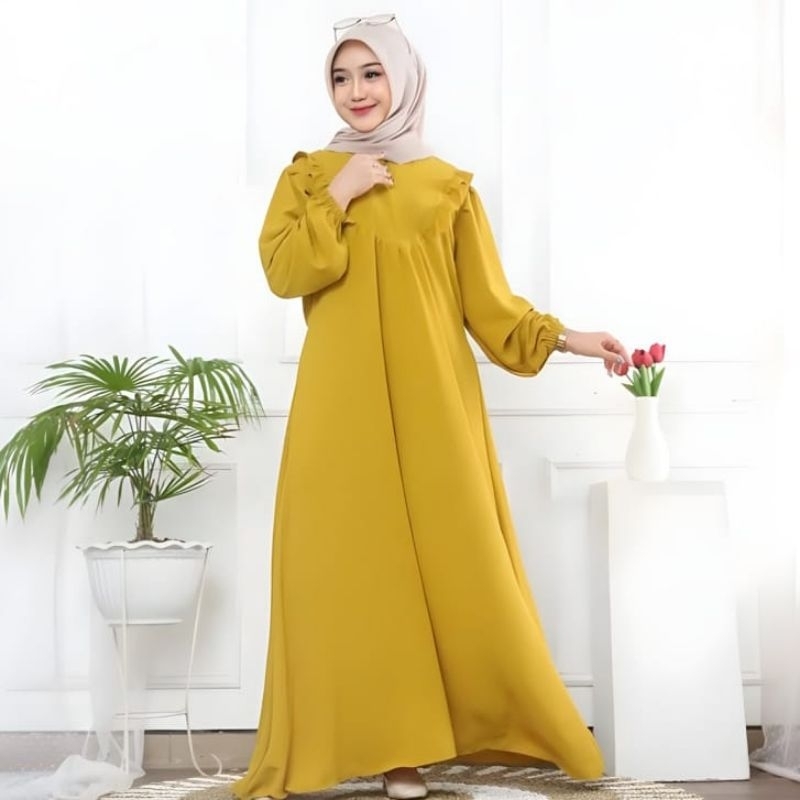 Sale Promo Termurah Gamis Moana Crinkle Airflow Kekinianterbaru- Dress Gamis Polos Ld 120 Ld 115 Ld
