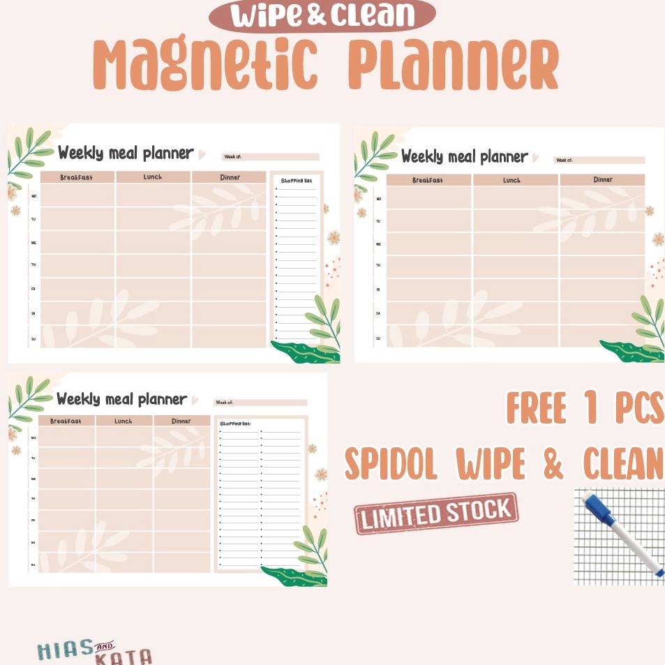 

Baru magnetic meal planner magnet kulkas tempel weekly planner size 2x3 1 pcs spidol wipeclean