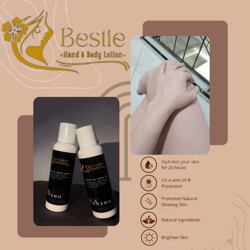 BESTIE HAND & BODY LOTION || PEMUTIH BADAN || LOTION PEMUTIH ||PENCERAH KULIT || GLOW & WHITENING LO