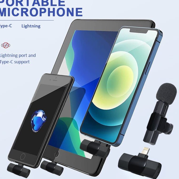 MIC WIRELESS HP VLOG YOUTUBER POBLE MIC FOR IPHONE AND ANDROID SMARTPHONE CONDENSER