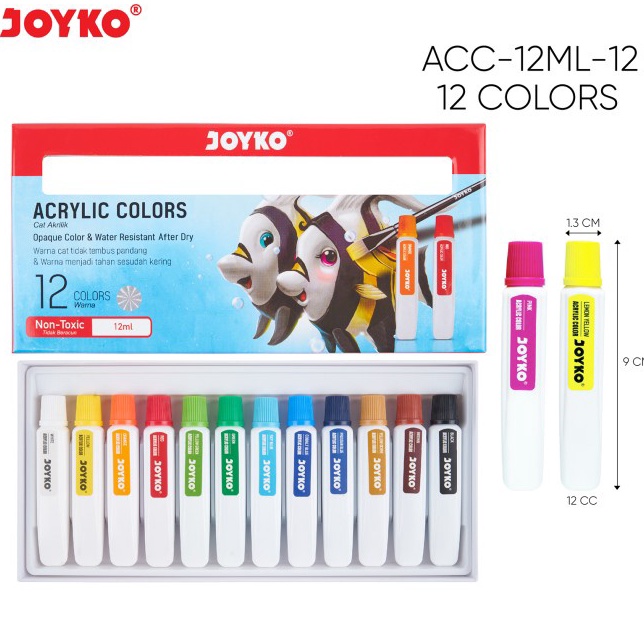 

Cat Akrilik Acrylic Color Joyko ACC12ML 12 warna 18 warna 24 warna