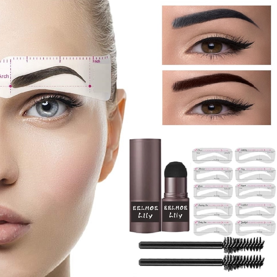 Diskon Promo Eyebrow Stamp Instant Kit Pembentuk Alis Set Alis Pena Kontur Tahan Air Wanita Stensil 