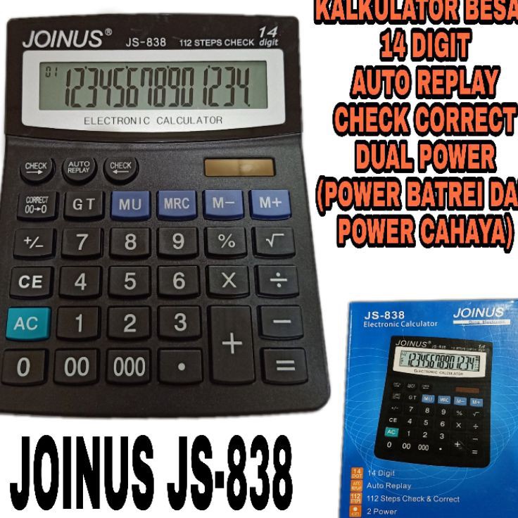 

KALKULATOR MEJA DESKTOP 14 DIGIT LAYAR BESAR JOINUS JS 838