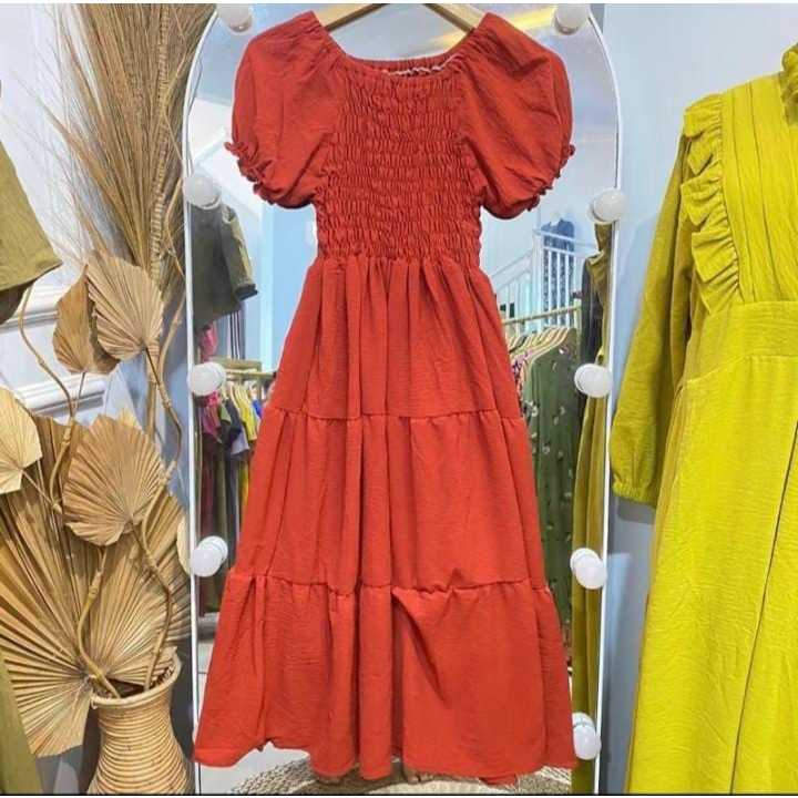 daster smok kringkel, dress smok kringkel,
