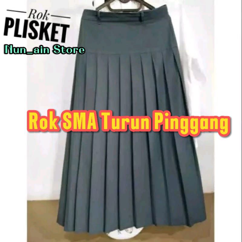 ROK ABU SMA TURUN PINGGANG ROK PLISKET DONGKER