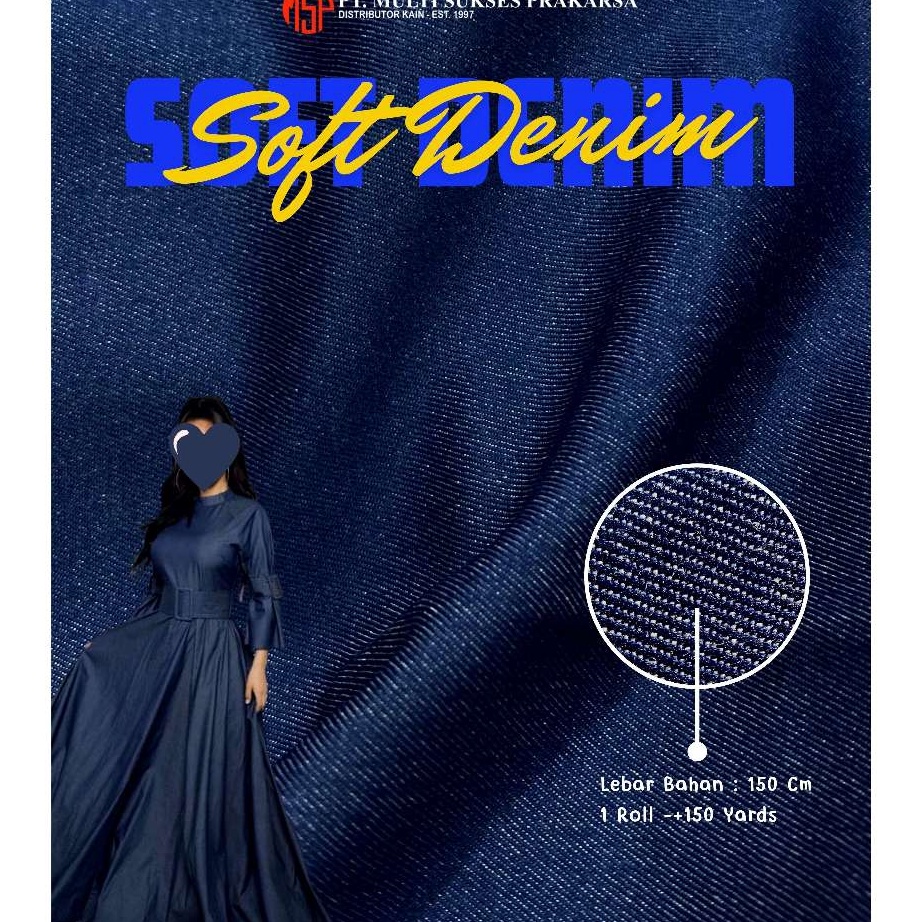 PROMO SALE MSP KAIN SOFT DENIM JEANS 58 DENIM LEMBUT BAHAN POLOS POLOSAN ECERAN KUALITAS PREMIUM DRE