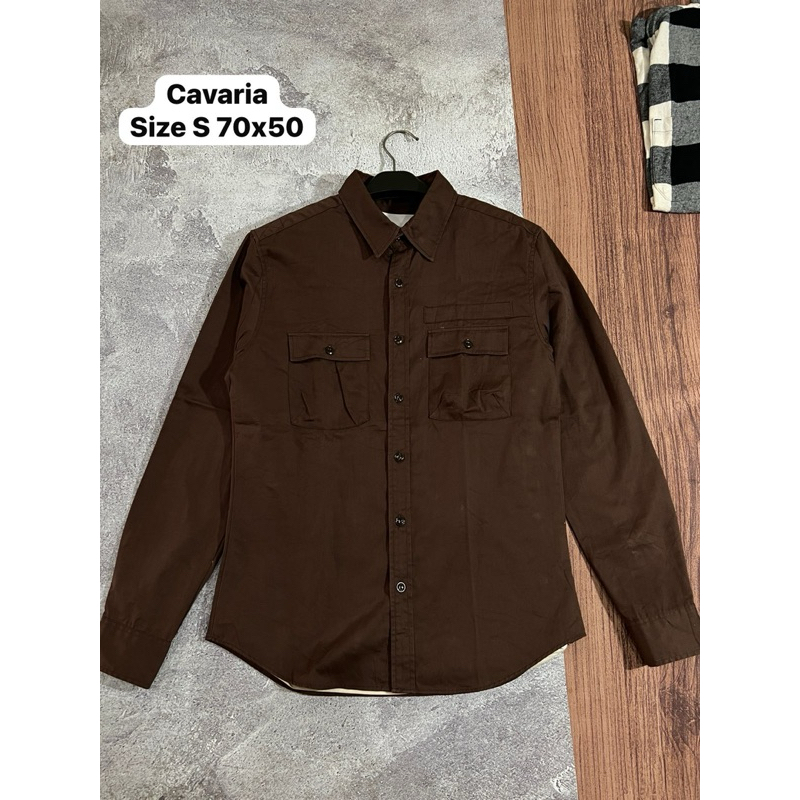 Kemeja workshirt Cavaria Japan Size S, UNIQLO dark brown