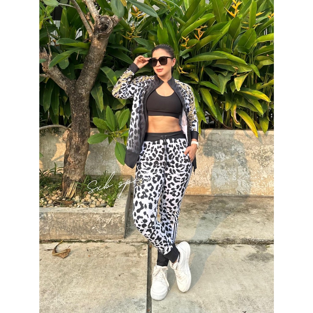 PABRIK BAJU SENAM STELAN OLAHRAGA SXB LEOPARD GIRL JACKET AND JOGGER