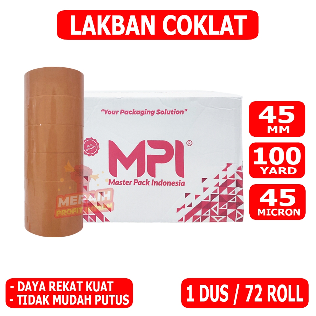 

1 DUS / 72 PCS - Lakban Coklat 100 Yard - Lakban MPI 45 mm x 100 yard