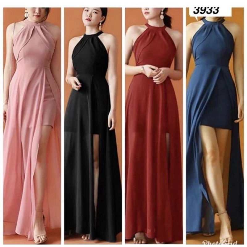 REDY LAGI ANYA DRESS PESTA D0036 / RVJ001 WANITA HALTER NECK EKOR SIFON | HEAVENY VINTAGE HALTER MAX