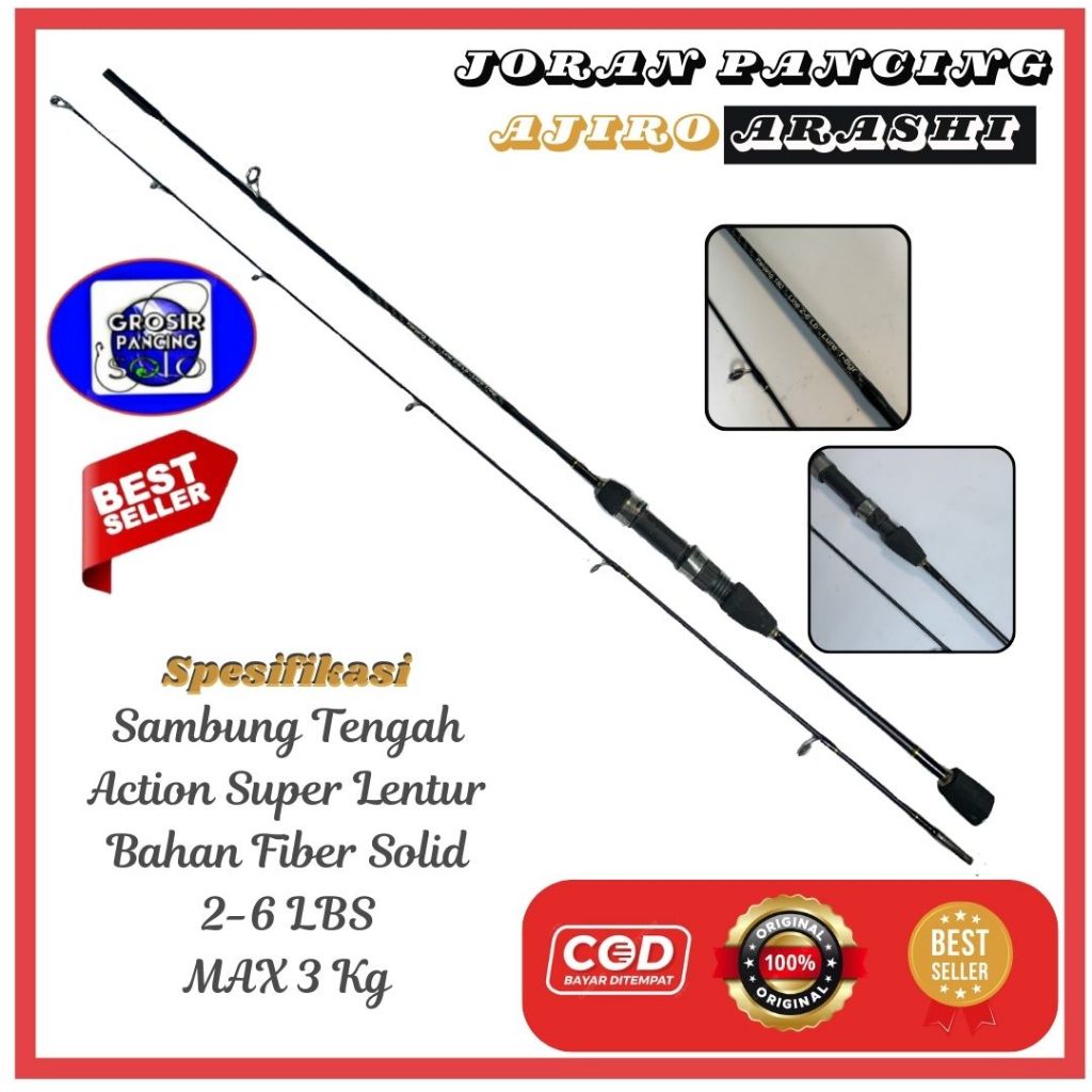 Joran pancing ul ultralight lentur AJIRO ARASHI super lentur fiber murah COD