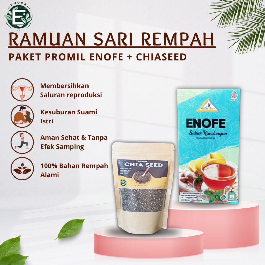 

PAKET HEMAT PROMIL ALAMI ISI 19 KANTONG | ENOFE PLUS CHIASEED 250GRAM | SUBUR KANDUNGAN | GARIS DUA | SEHAT RAHIM | HAID LANCAR | PCOS |