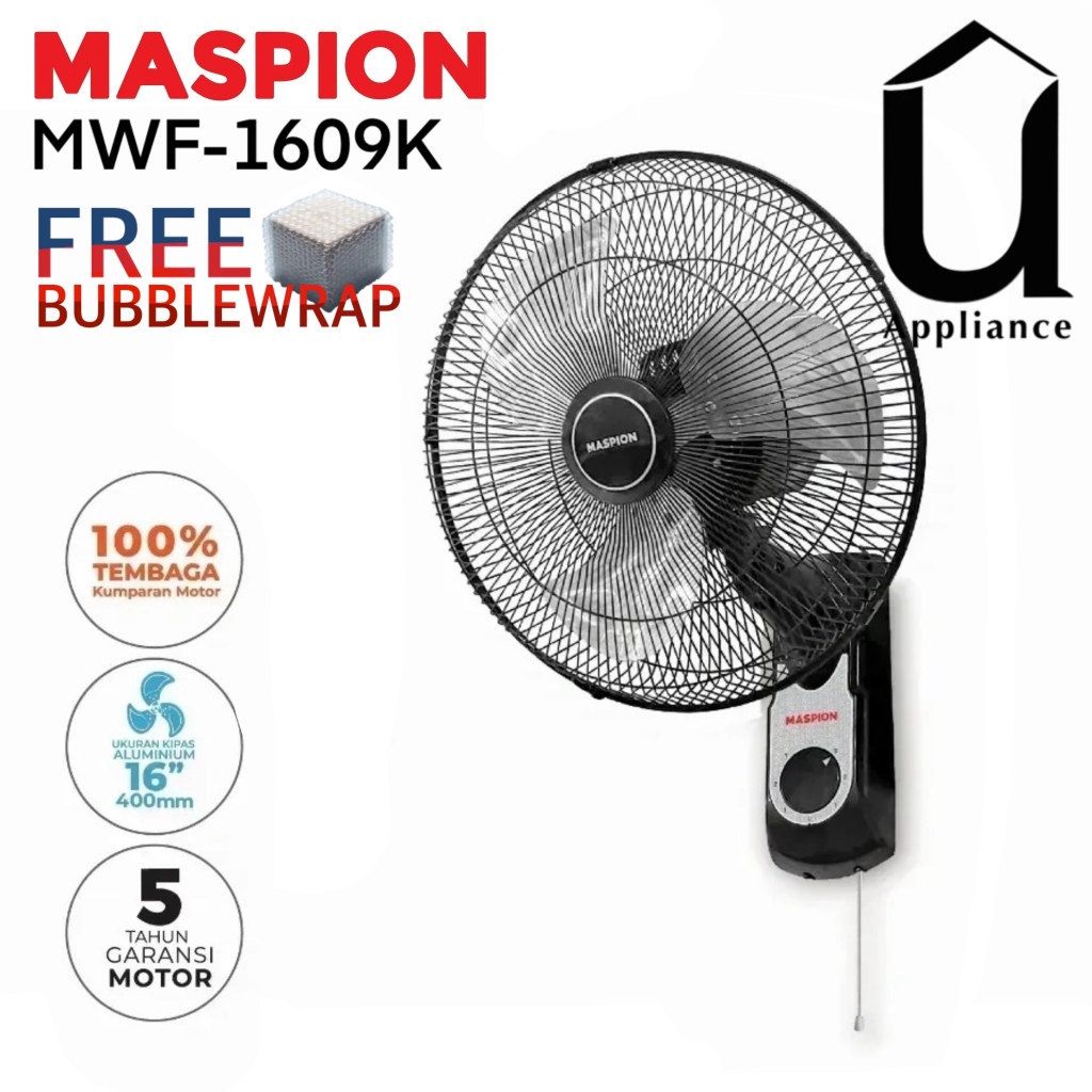 Kipas Angin Dinding Besi Wall Fan Maspion MWF-1609K/ MWF 1609 K
