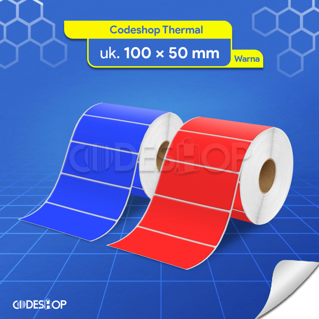 

Stiker Label Warna Thermal Codeshop 100x50 mm isi 500 Pcs Core 1 Inch
