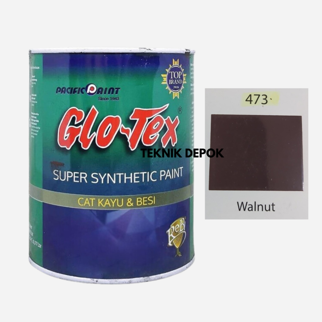 Cat Kayu Besi Glotex 473 Walnut 1 kg Super Synthetic Paint Gloss Minyak Coklat Tua