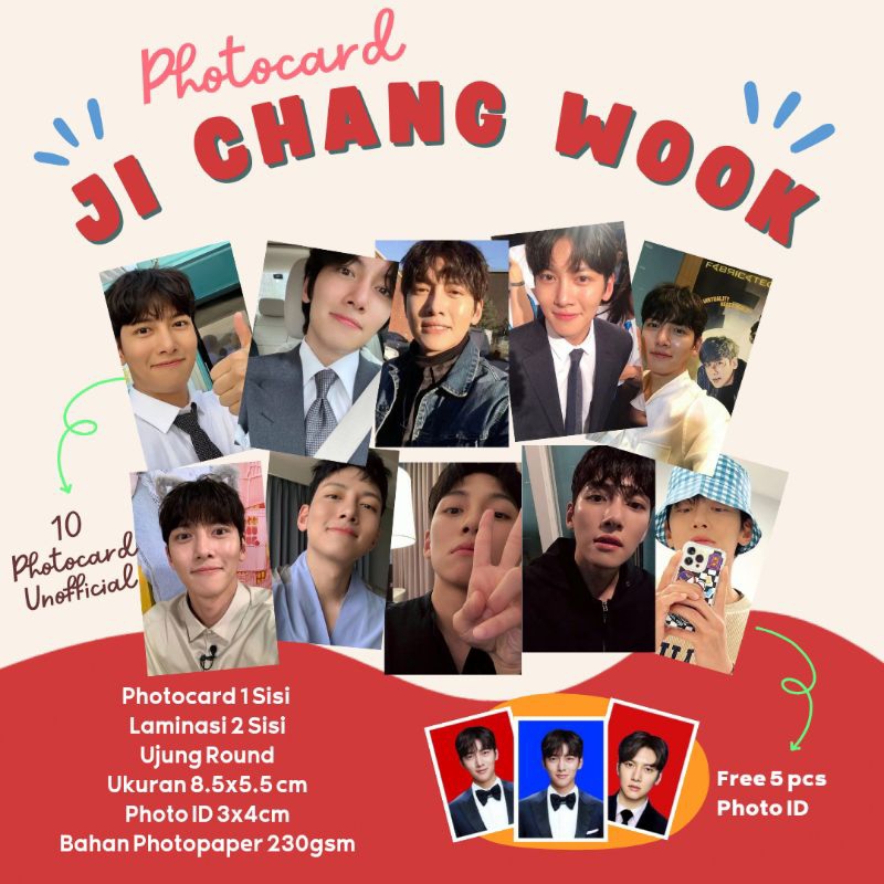 10 Pcs Set Ji Chang Wook / Free 5 Pcs Photo ID / Photocard  Ji Chang Wook/ Photocard aktor drama kor